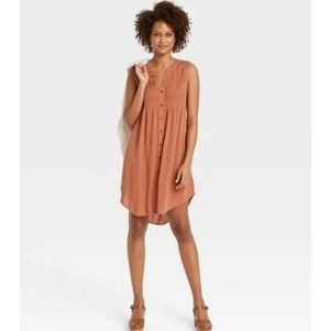 Knox Rose Sleeveless Smocked Button-Front Dress